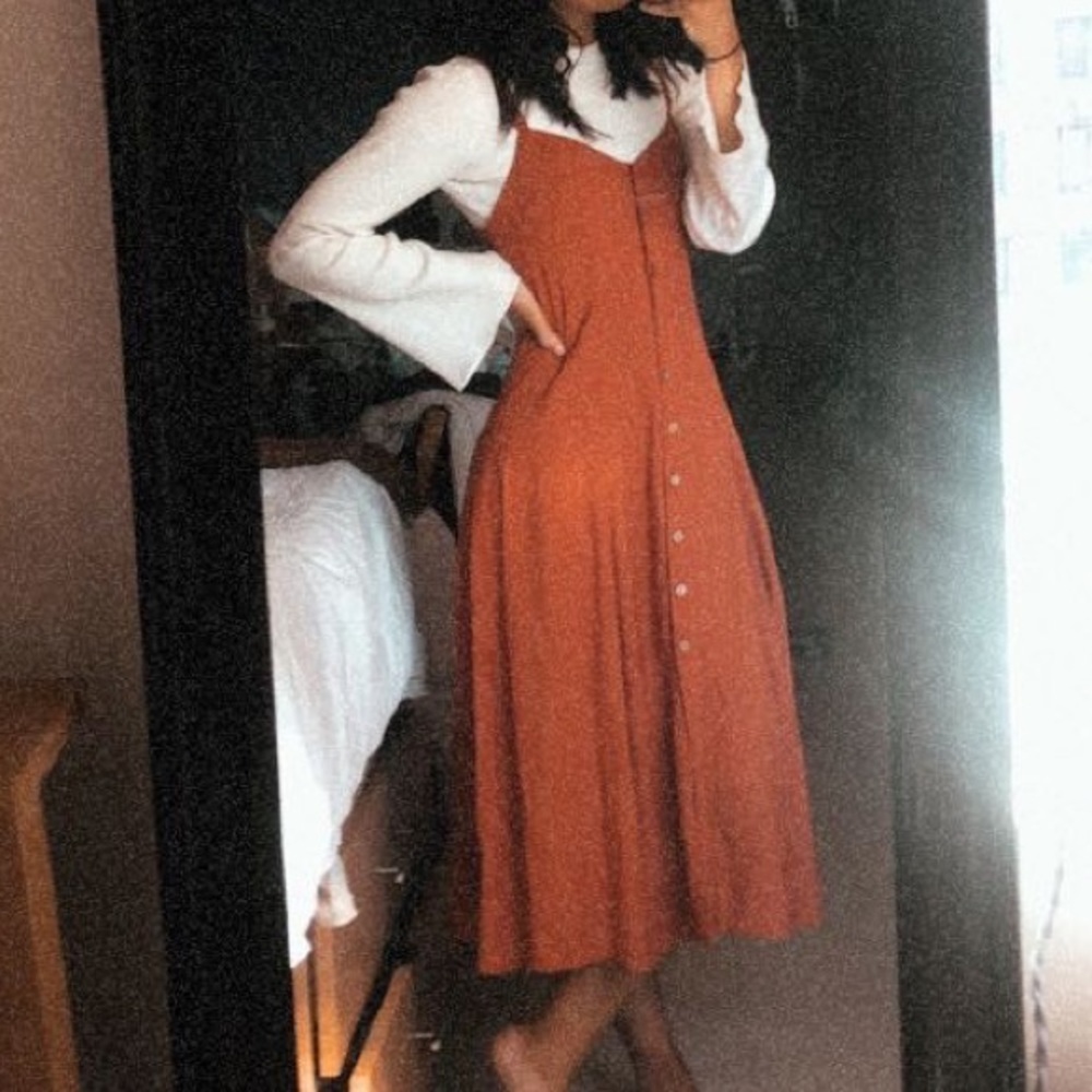 Orange Button-Up Maxi Dress